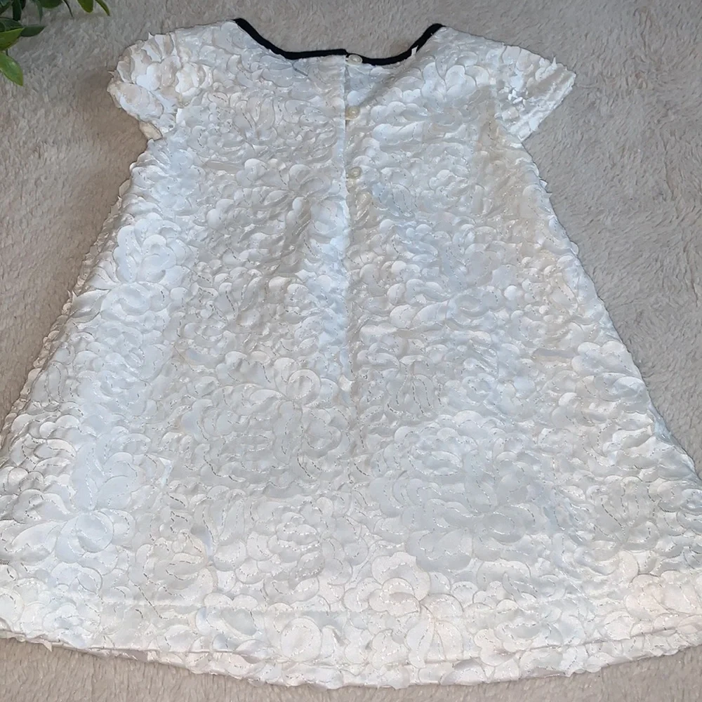 GAP Kids White Floral Dress with Black bow and Trim details